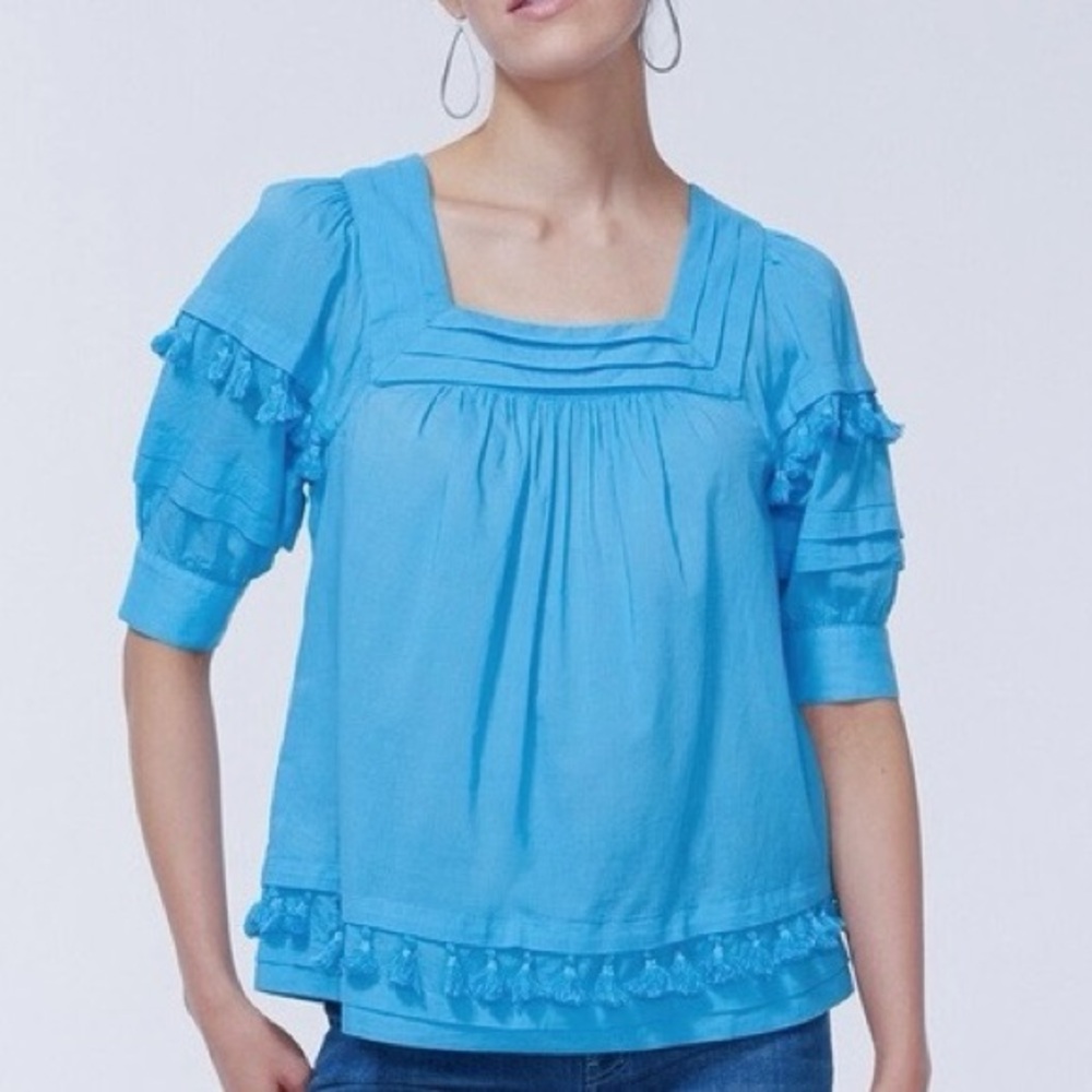 Chico’s Square Neck Tiered Cotton Top